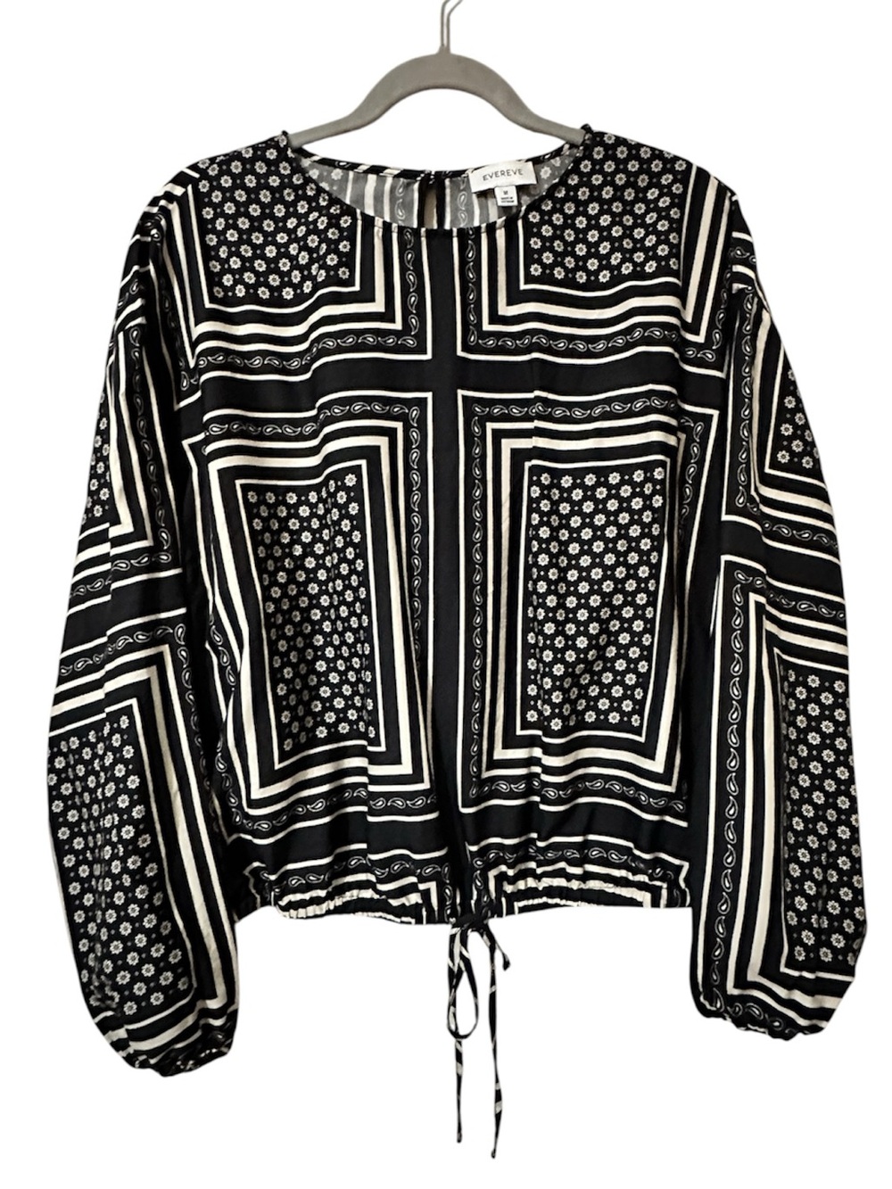 Evereve Scarlett Dolman Long Sleeve Black White Blouse